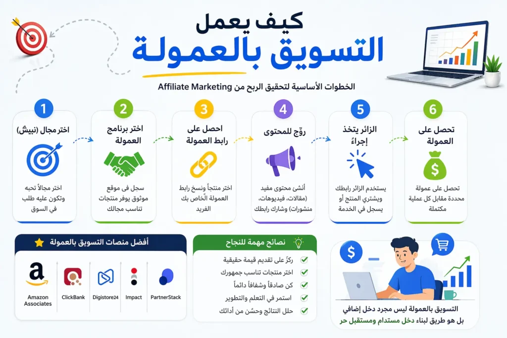 استراتيجية التسويق بالعمولة للمبتدئين 2026 عبر المحتوى وبناء الجمهور وتحويل المتابعين إلى عملاء