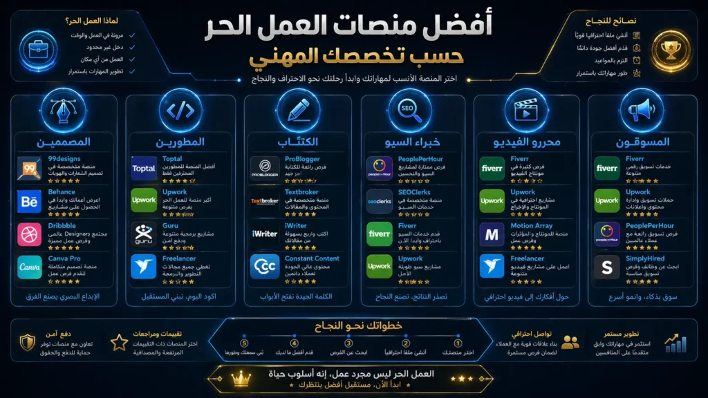 أفضل مواقع العمل الحر حسب التخصص
