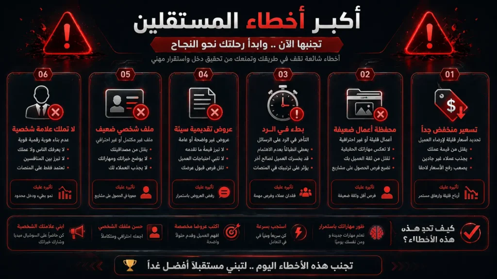 أخطاء تدمر النجاح في العمل الحر