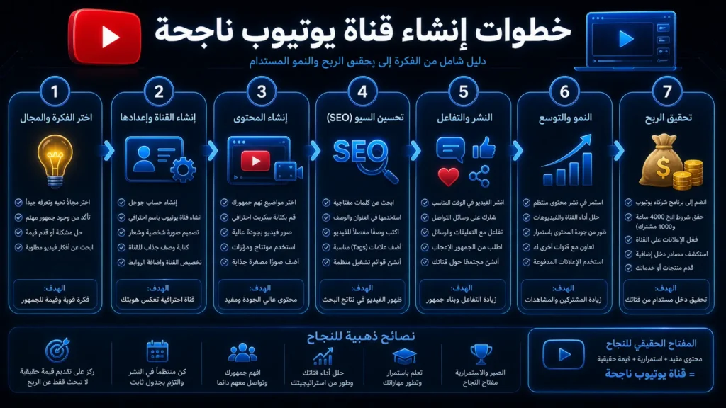 خطوات إنشاء قناة يوتيوب ناجحة خطوة بخطوة