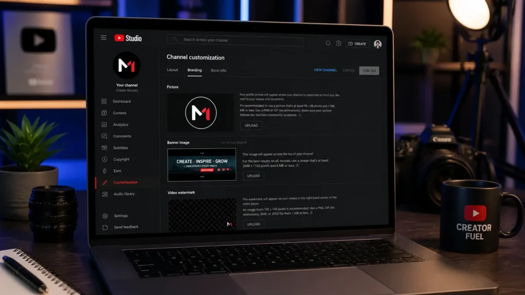 إعداد قناة يوتيوب بشكل احترافي وتحسين البروفايل