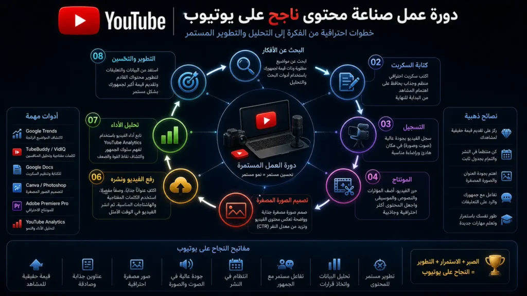 مراحل صناعة محتوى يوتيوب بشكل احترافي