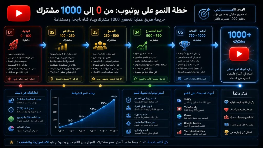خطة نمو قناة يوتيوب من الصفر إلى الاحتراف